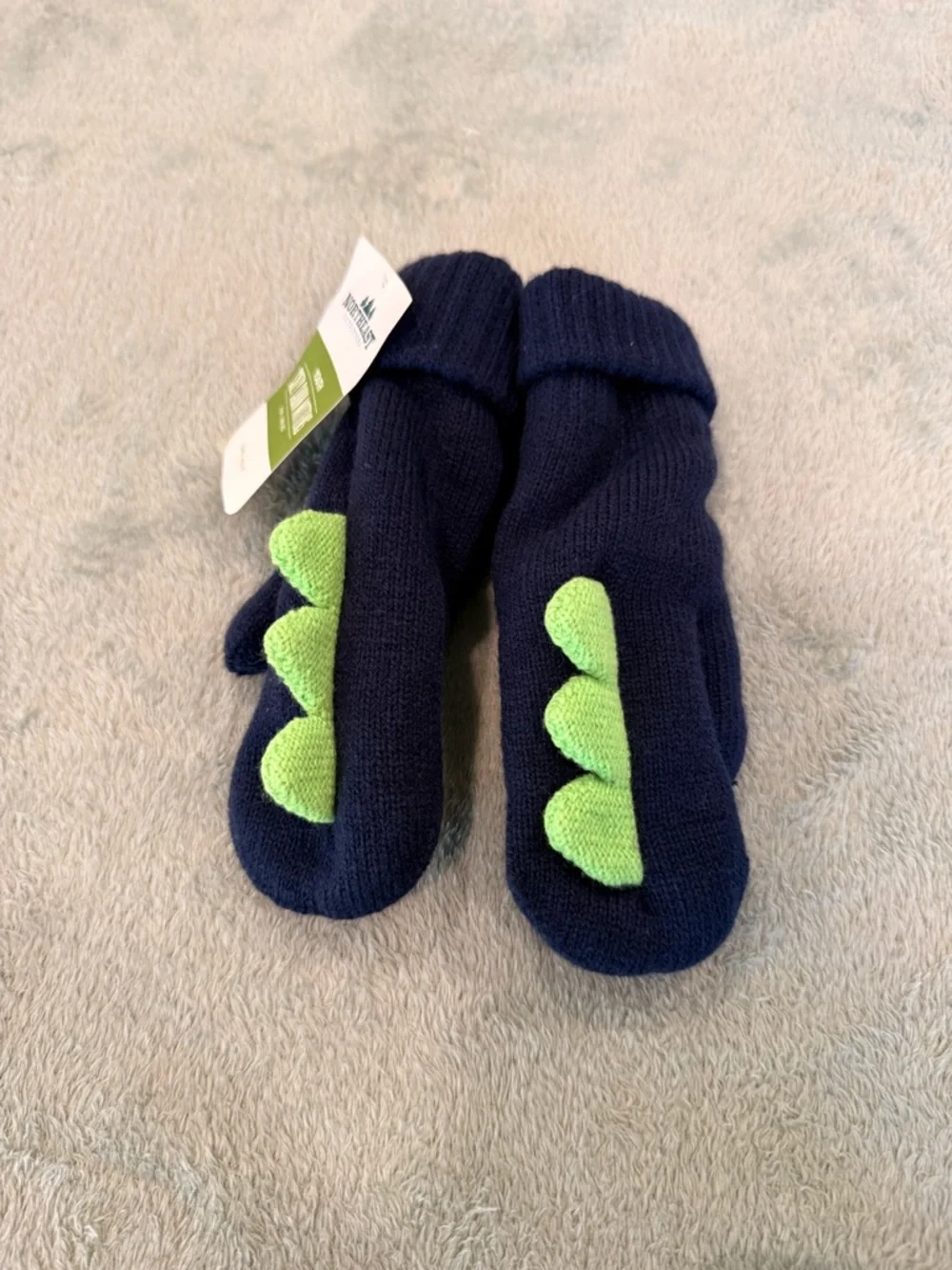 Northeast Outfitters Youth Dino Spike Mittens Navy Cozy Cabin One Size